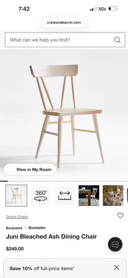 4 New Crate and Barrel Juni Bleached Ash Dining Chairs-have 8 Chairs if needed
