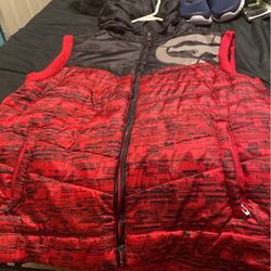 Echo Red Black And Grey Puffy Vest