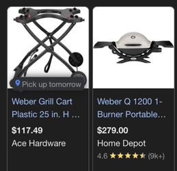 Weber Q BBQ Propane Grill Cart! Tailgate Camping