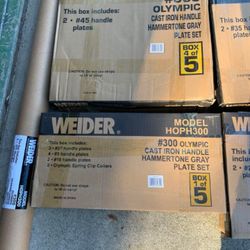 300lb Olympic weight set with barbell and clips