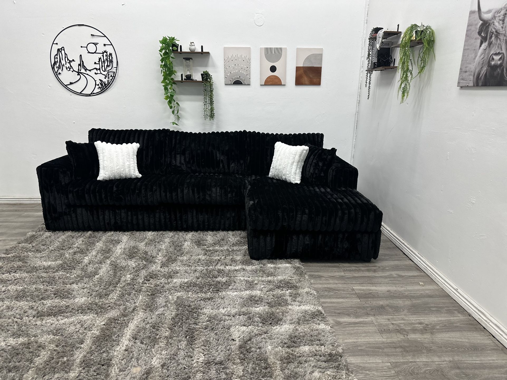 Black Sectional Couch - Free Delivery 