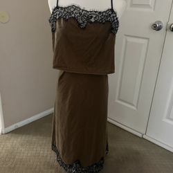 House of Harlow 1960 Velvet Lace Trim 2-Piece Skirt Set