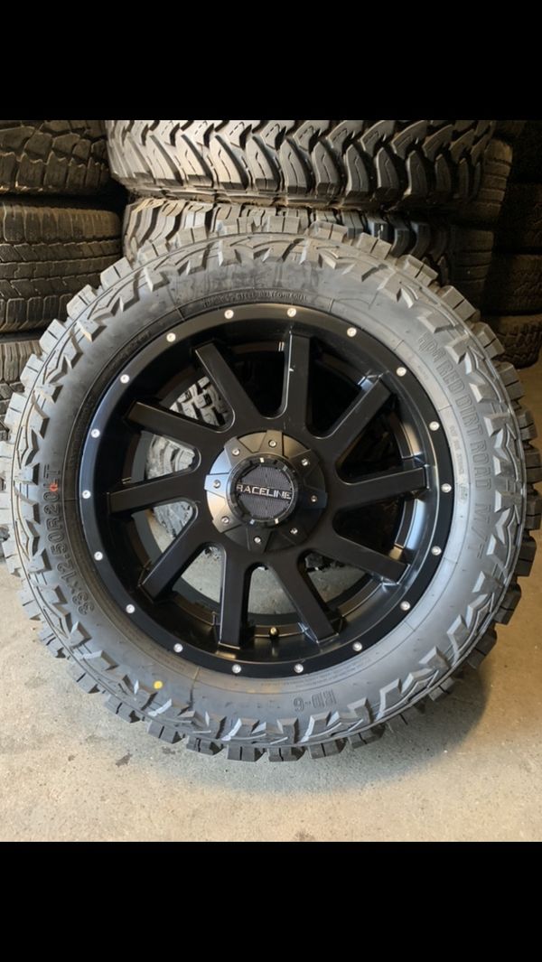 New 20” Black Off Road Rims And 33x12.50r20 Tires 20s 20 Wheels 6 Lug