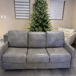 Grey Leather Pull Out Couch 