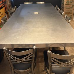 Stainless Steel Dining Table & 10 Chairs