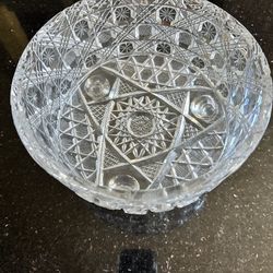 Antique Cut Glass Bowl On Pedestal