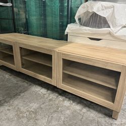 Modern IKEA TV Stand 3 Glass Storage 