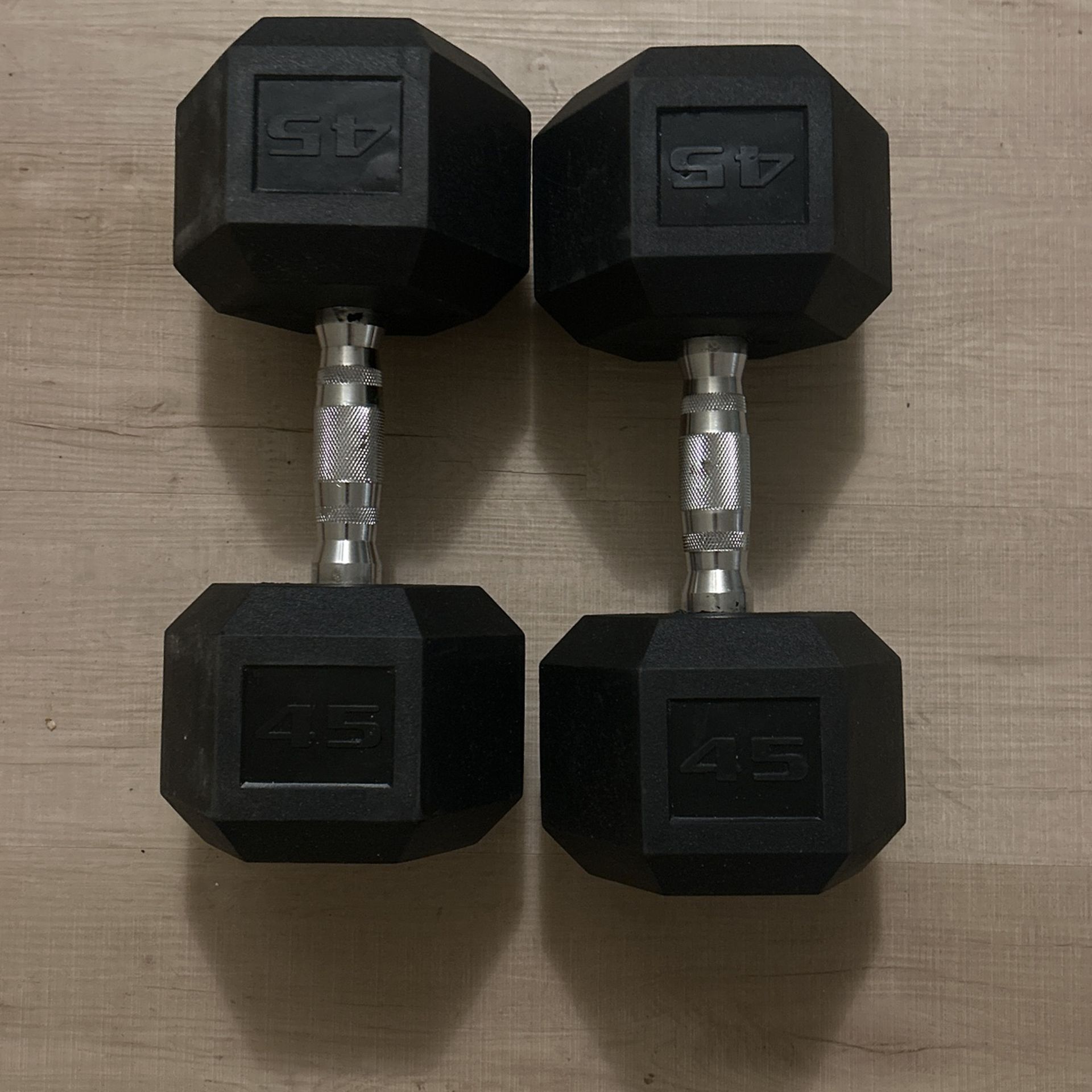 45lb Rubber Hex Dumbbells