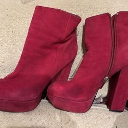 DOLCE VITA Red Suede Gemma Platform Shoes Booties Boots  Size 8