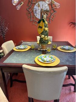 Heavy duty glass top /slate high top dining table