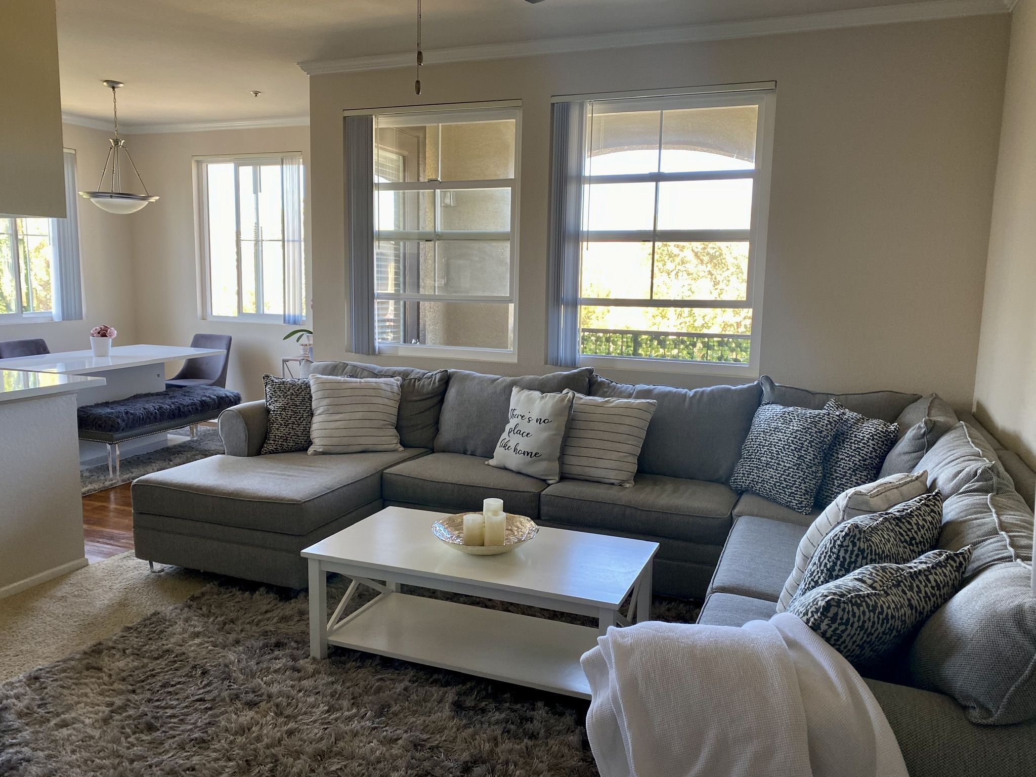 Gray Laurel Sectional with Pull-Out Bed & Chaise – Great Condition – $900