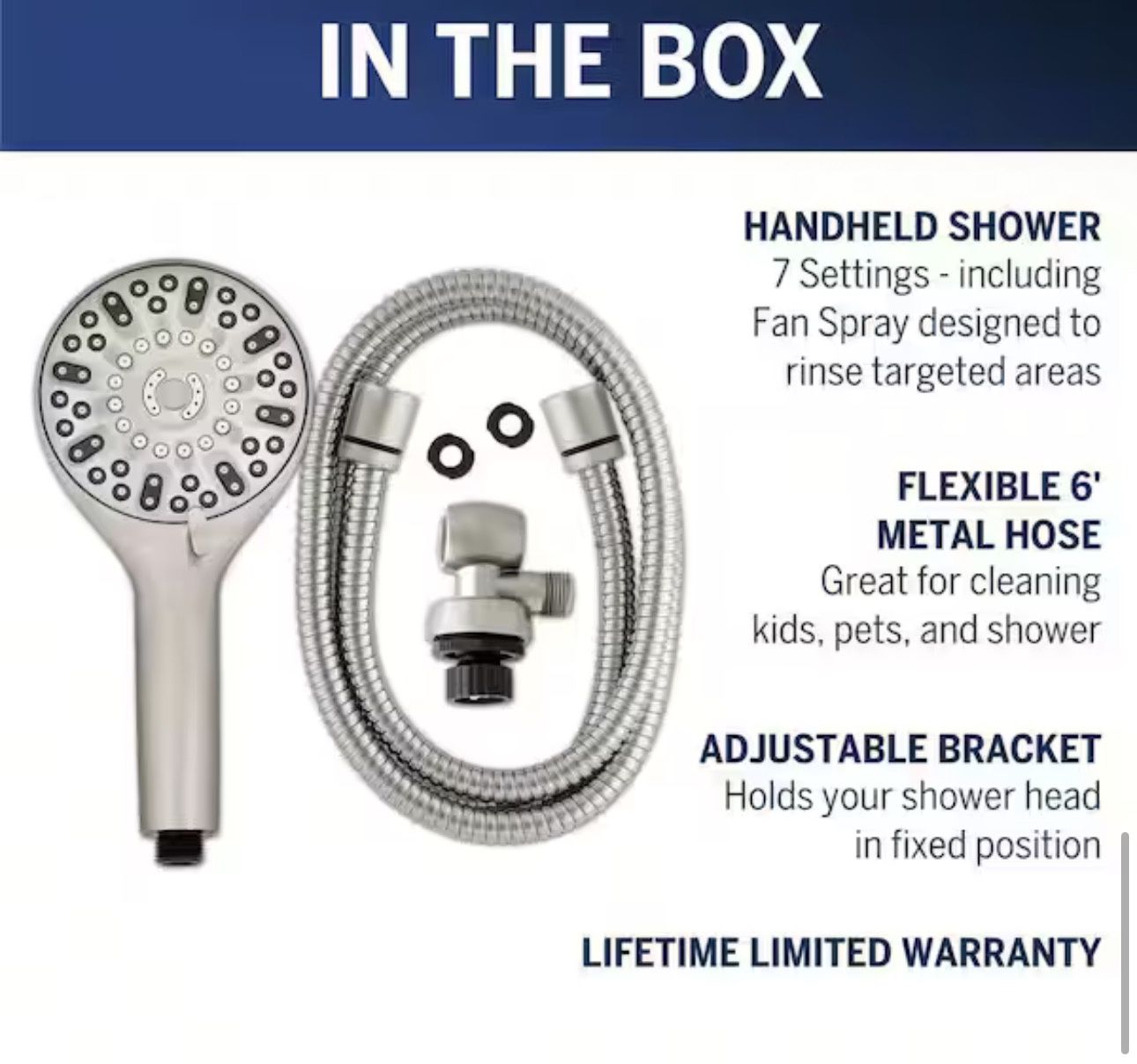 Waterpik 7-Spray Patterns with 1.8 GPM 4.75 in. Wall Mount Adjustable Handheld Shower Head in Brushed Nickel