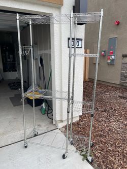 Heavy Duty Rolling Garment Rack with Shelves & Wheels