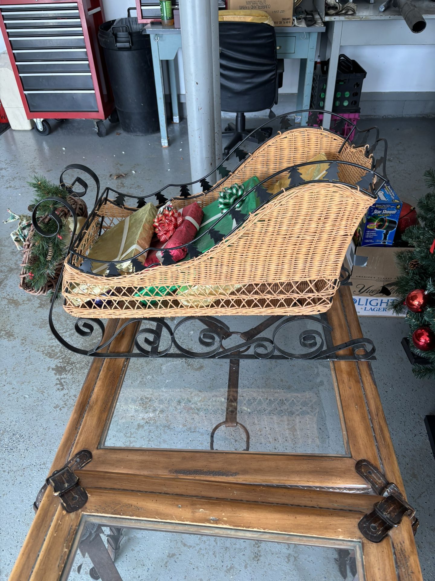 Christmas sleigh and Water fountain