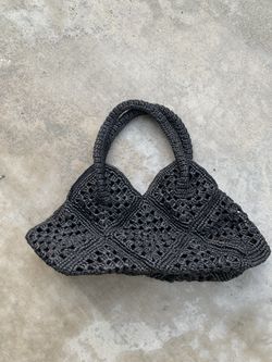 Black crochet Large Hobo Bag