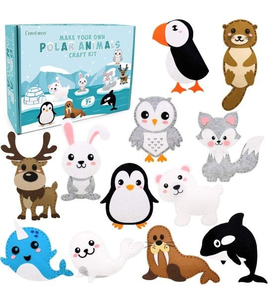 Polar Animals Sewing Kit for Kids Make Your Own Winter Polar Animals Felt Plush