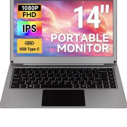 ortable screen 14" 1080P FHD USB C Portable Laptop screen w/Keyboard Built-in Battery Computer Display IPS External Gaming screen for Phone PC Mac Xbo