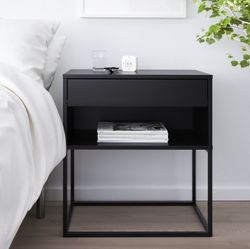 2 NEW IKEA VIKHAMMER Nightstands – Black (Set of 2)