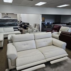 Real Leather Sectional Sofa With Two Recliners-Jazlo 