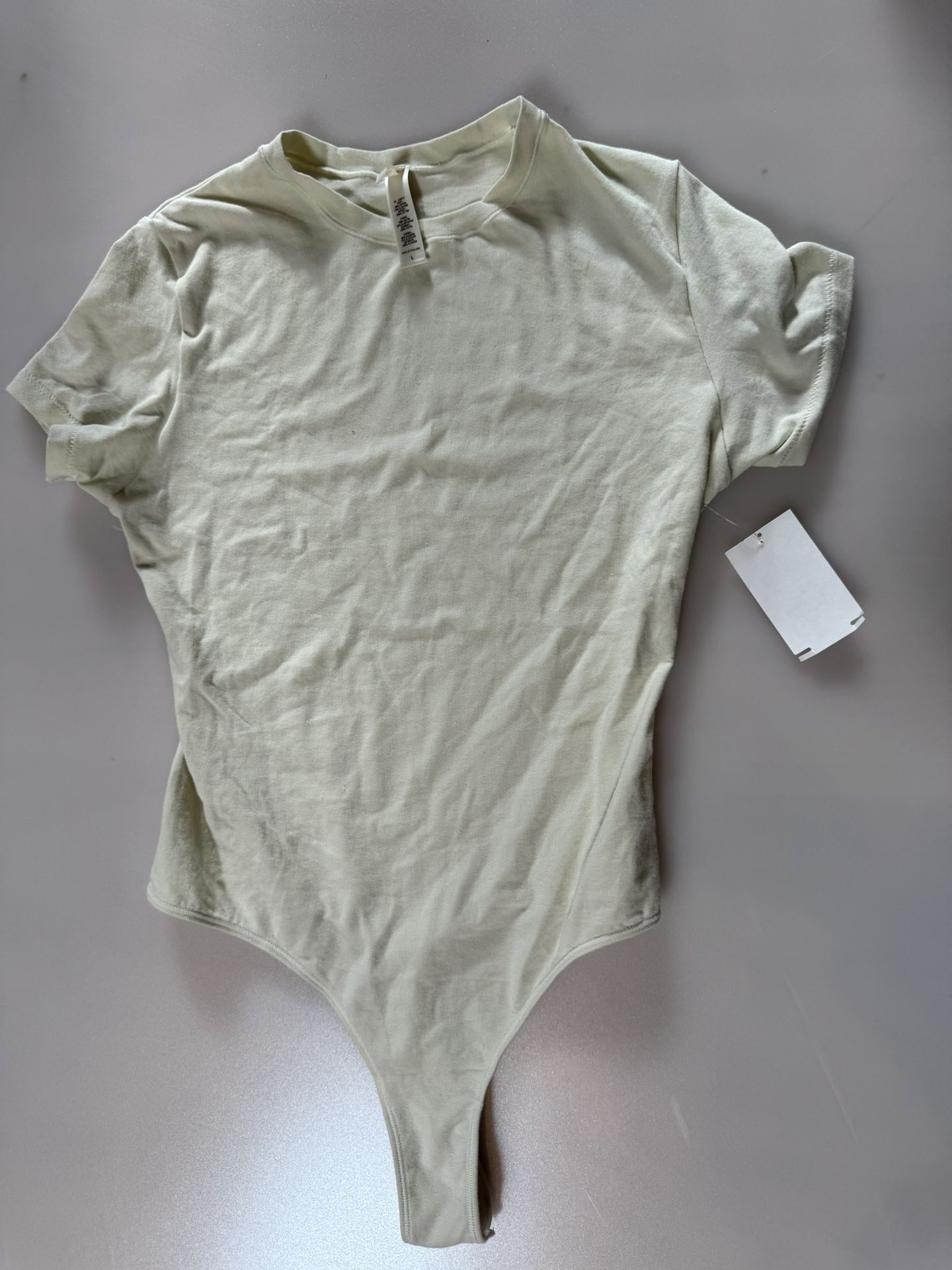 SKIMS Cotton Jersey T-Shirt Bodysuit Size Large Bone Color $62.00