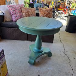Sage Green Round Pedestal End Table