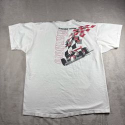 Vintage Marlboro Racing Team Men’s XL White Pocket T Shirt 90s Made USA #11A