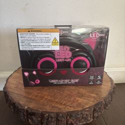 Ledeez Wired Pink LED Cat Ear Foldable Headphones with 3.5mm Jack Plug