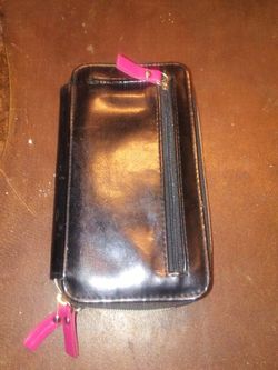 Double zipper pink and black wallet