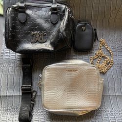 VS Victoria Secret Mini Shoulder Bag, JC Juicy Couture Mini Hand Bag W/ Adjustable Strap