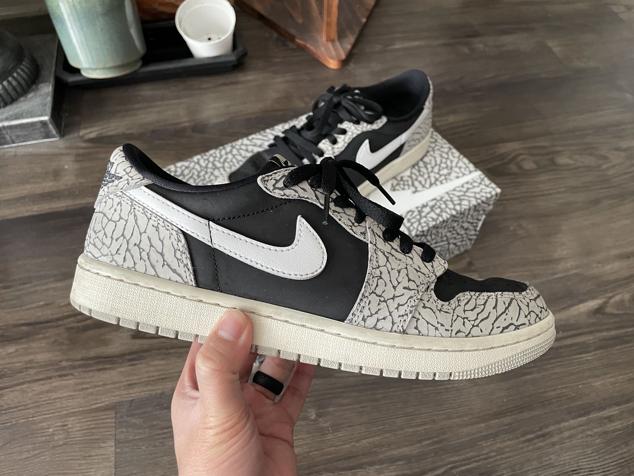 Size 9.5 - Air Jordan 1 Retro OG Low Black Cement Bred Reimagined