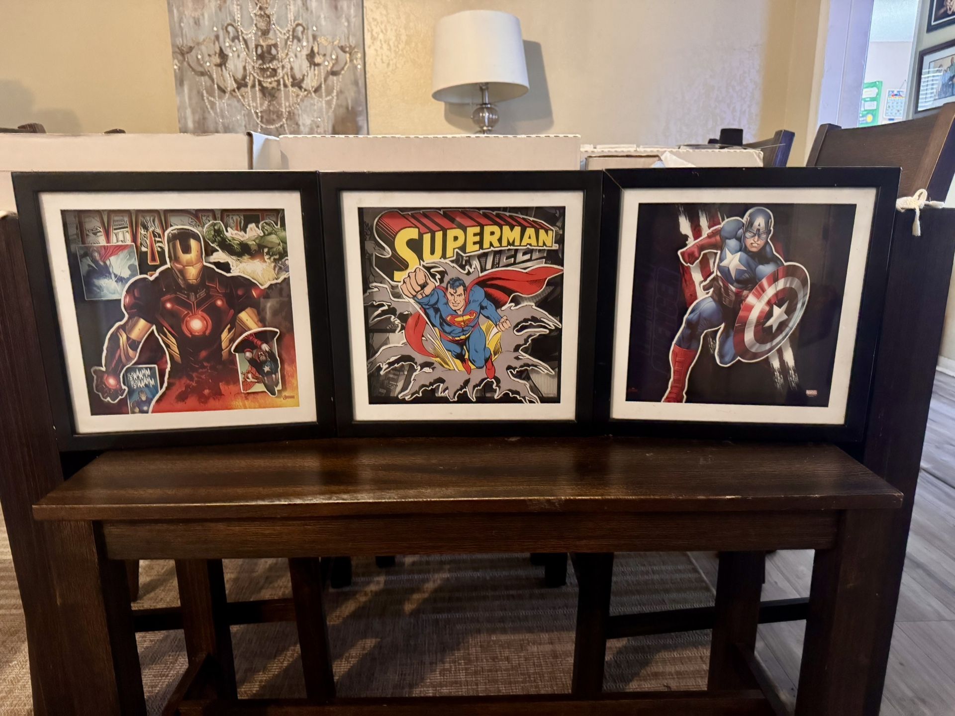 Super Hero Shadow Boxes - Ironman, Superman, Captain America