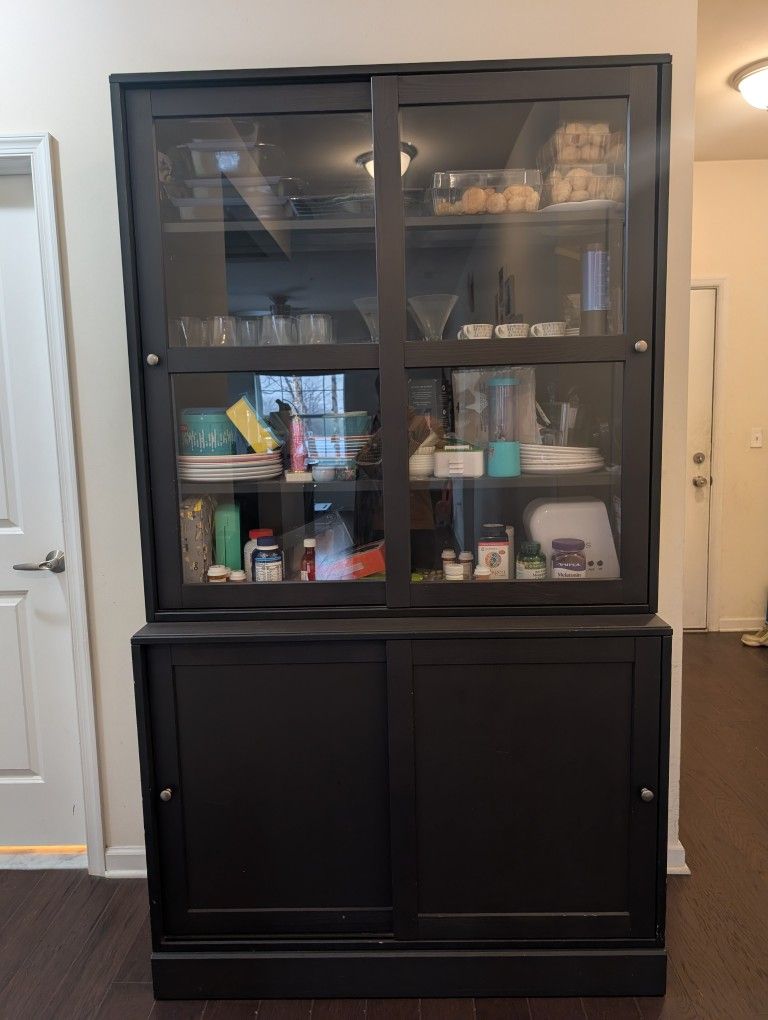 HAVSTA Storage With Sliding Glass Doors, Black, 47 5/8*18 1/2*83 1/2"