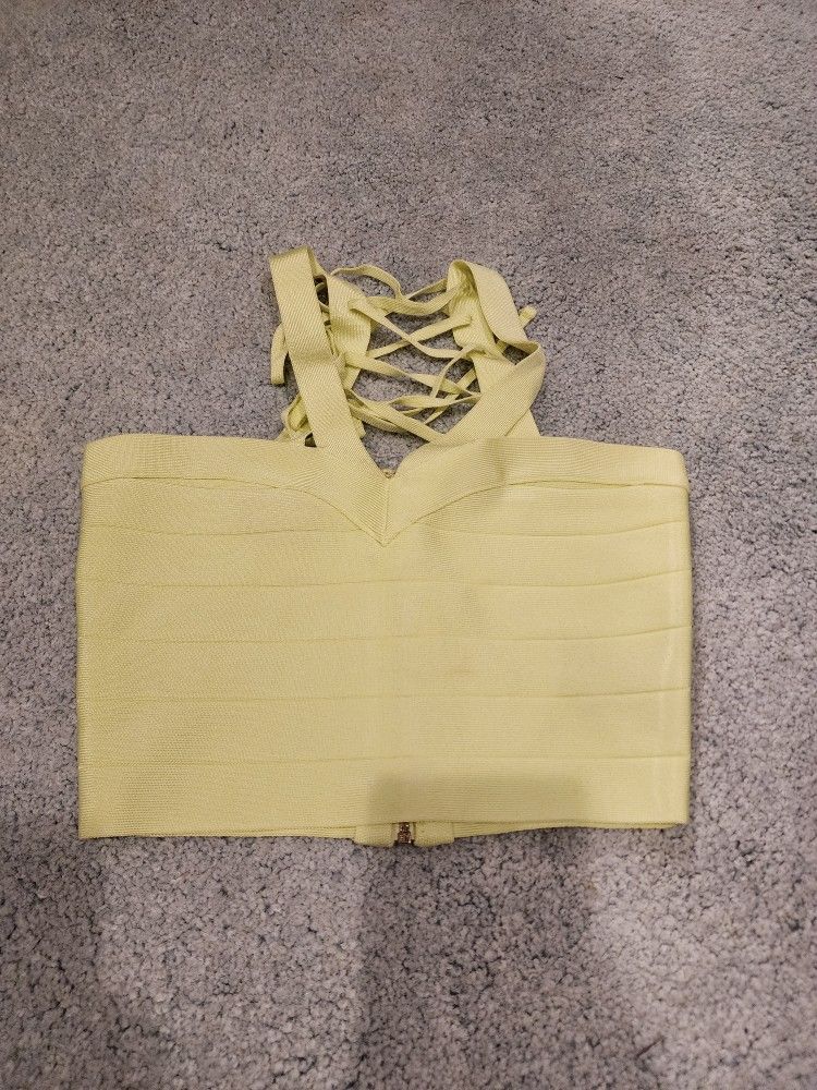 Neon Green Bebe Halter Crop Top Size XS