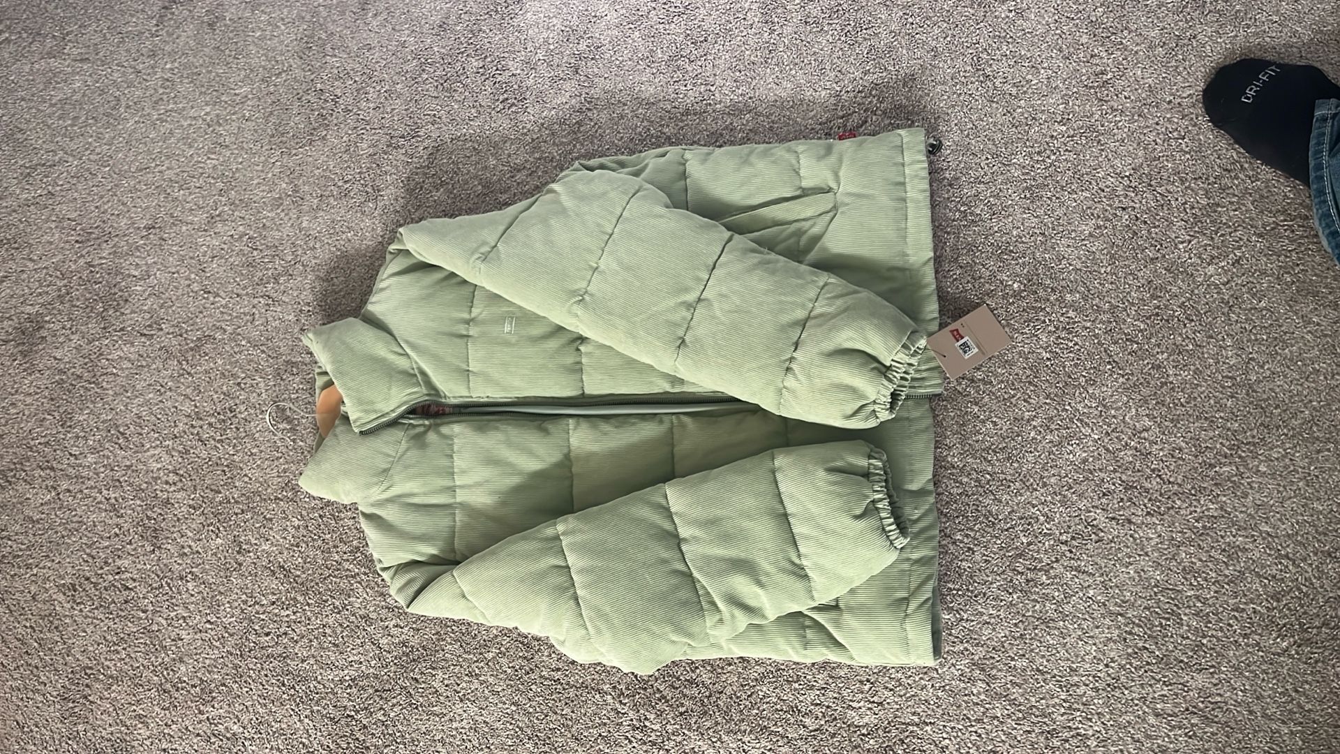 Women’s Green Puffer Jacket No Hood