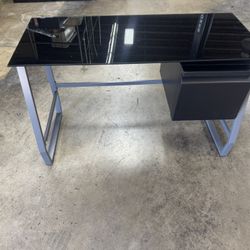 Desk - Glass Top Metal Frame Desk