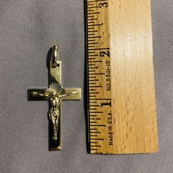 14k Solid Gold Cross Crucifix Pendant Cruz Oro