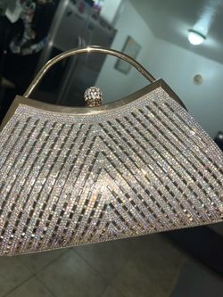Gold diamante clutch bag