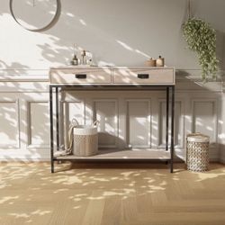 Wood Console Table with Drawers, Entryway Table with Shelf for Hallway, Sofa Table for Living Room