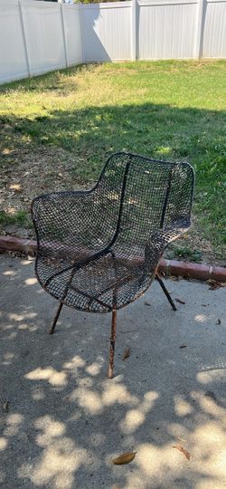 Vintage Russell Woodard SCULPTURA Chair, Mid-Century Modern Wrought Iron Outdoor Patio