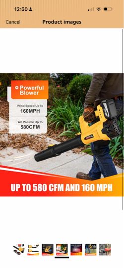 Cordless Leaf Blower 580 CFM 160 MPH two battery