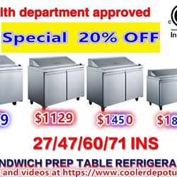 Salad Sandwich Prep Table Refrigerator RESTAURANT EQUIPMENT 
