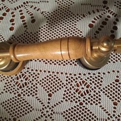 Antique Wood &, Brass Phone Handle