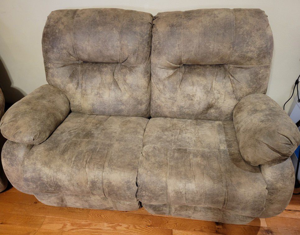 Brown/Black 2 Seat Reclining Couch