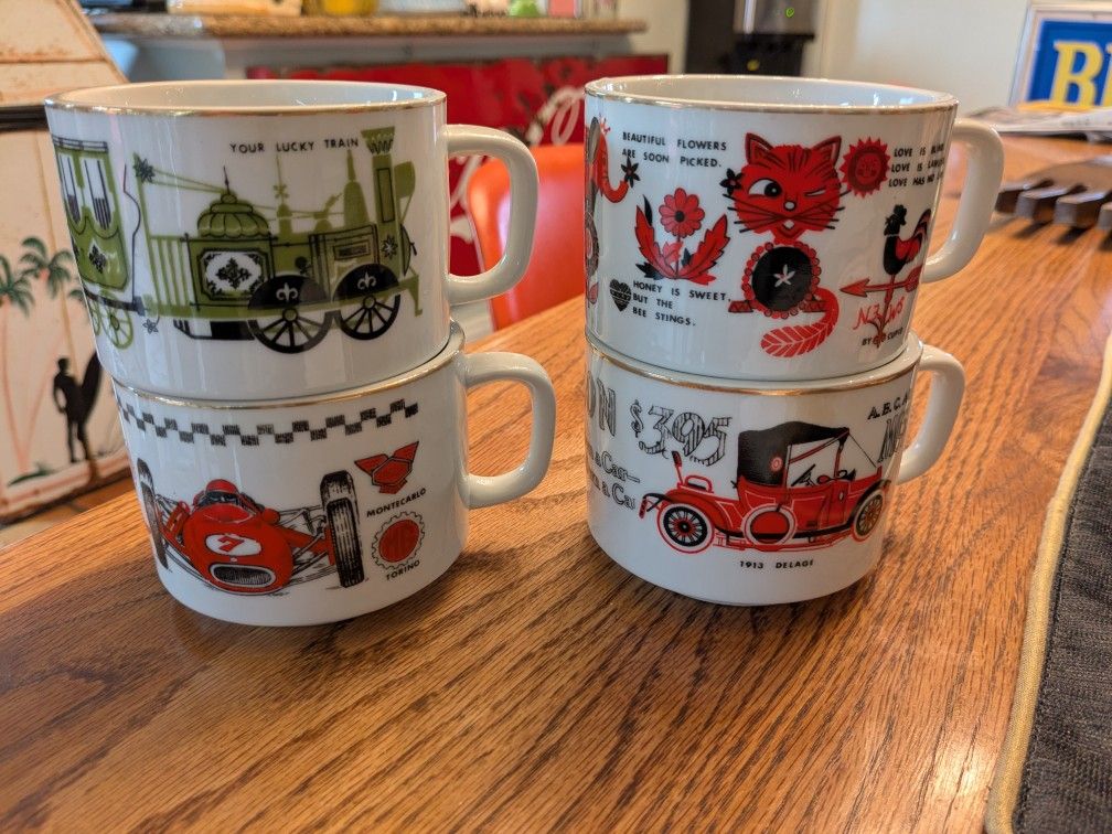 Vintage 1960s Tatung Taiwan Tea/Coffee Mugs Collectable Set Of All Four