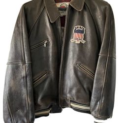Avirex USA All American Used Leather Bomber Vintage Jacket for Men