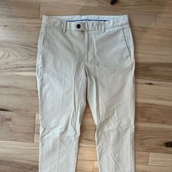 Bonobos Chino Pants Men 33 X 34 Beige Flat Front Slim Stretch Trouser