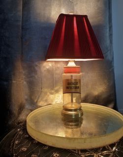 Vintage Apothecary Style Table Lamp Made From Antique Pharmacy Shelf Bottle
