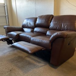 La-Z-Boy Brown Leather Recliner Sofa