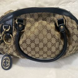 Gucci 223974 GG Sookee Bag Beige Dark Brown Canvas