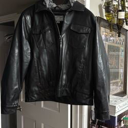 New Black Faux Leather Trucker Hooded Jacket XXL